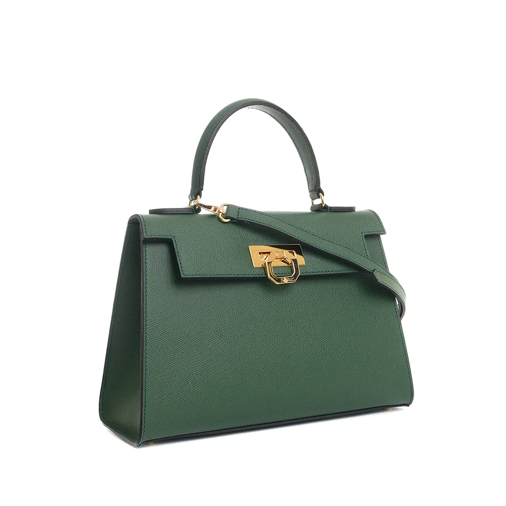 Elena leather handbag – Green - Carbotti