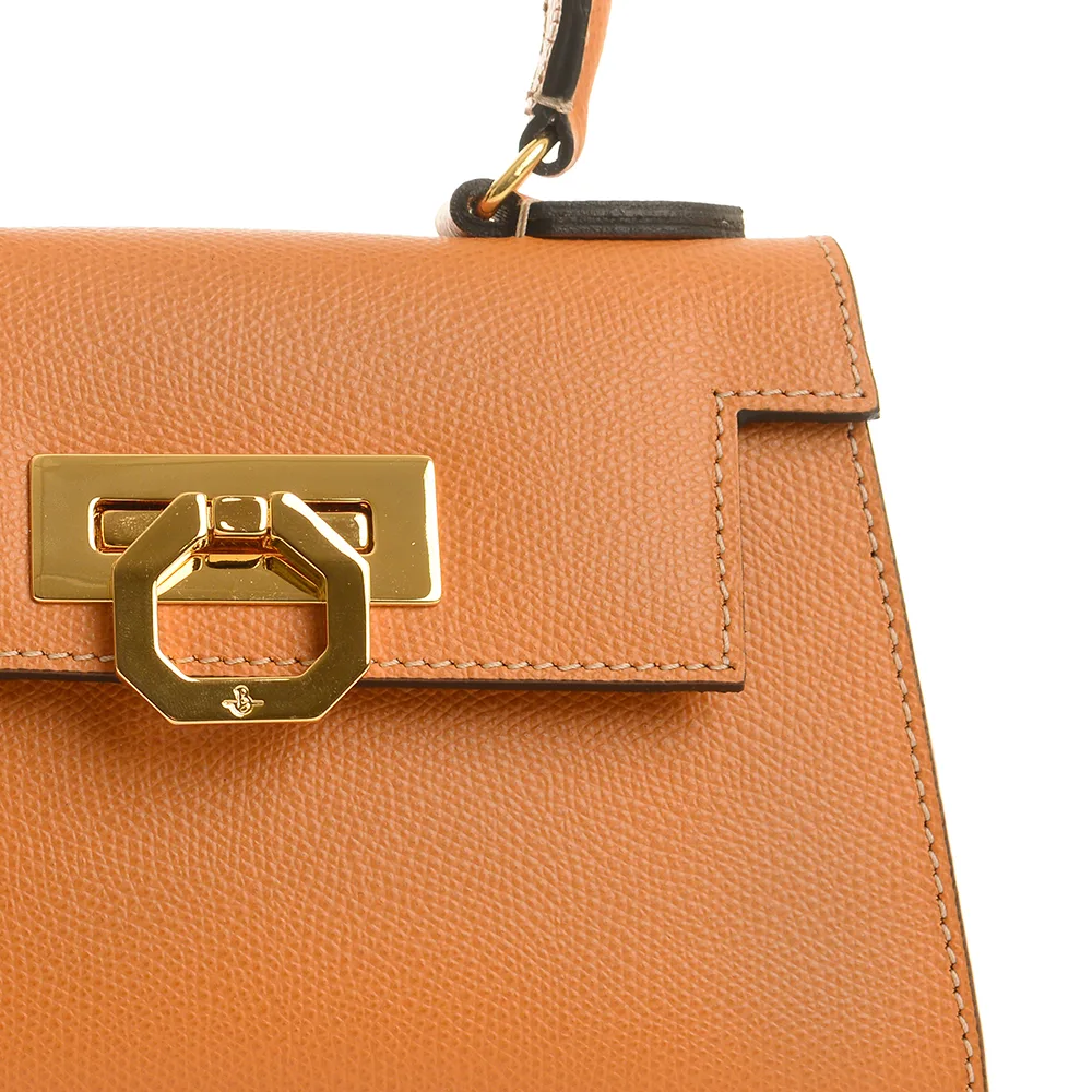 Licia leather handbag - Honey - Carbotti