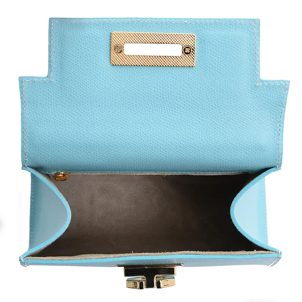 Licia leather handbag - Azure - Carbotti