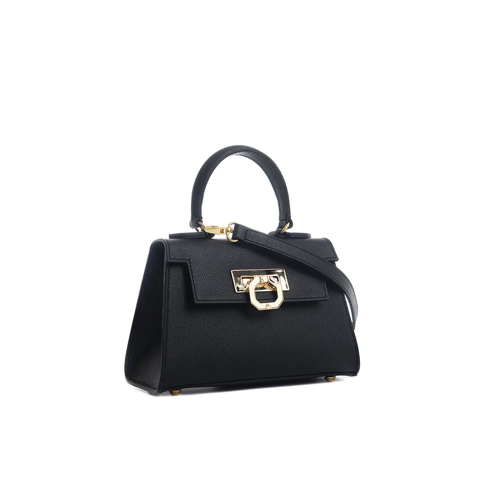 Licia leather handbag - Black - Carbotti