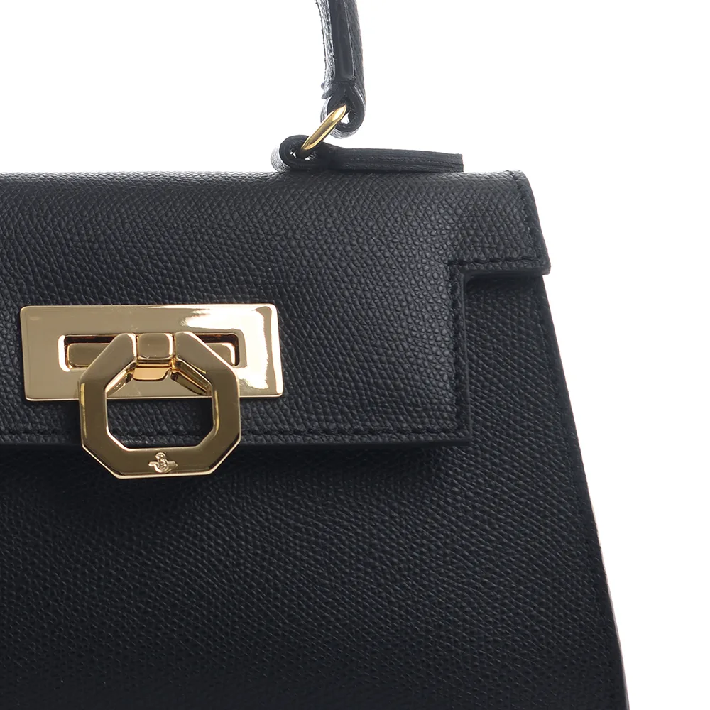 Licia leather handbag - Black - Carbotti