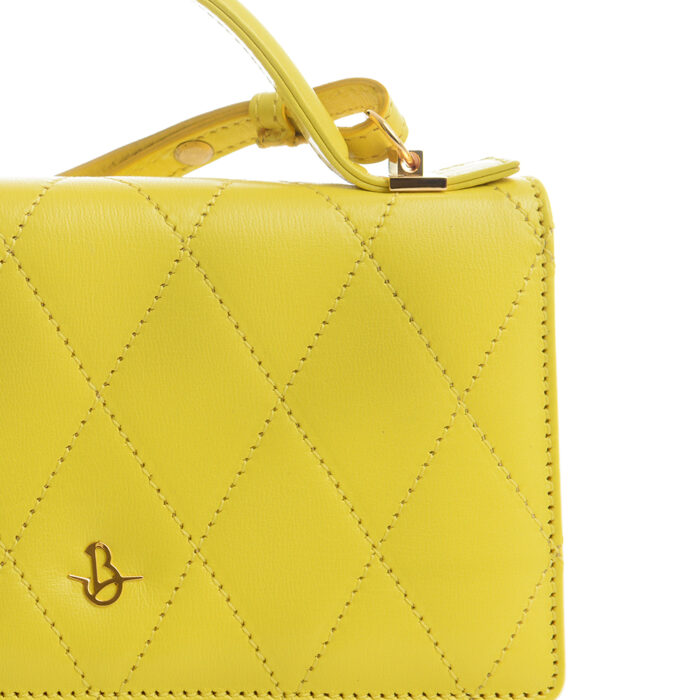 Lara leather handbag - Yellow - Image 4