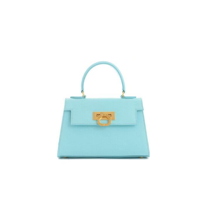 Greta leather handbag - Azure - Image 2