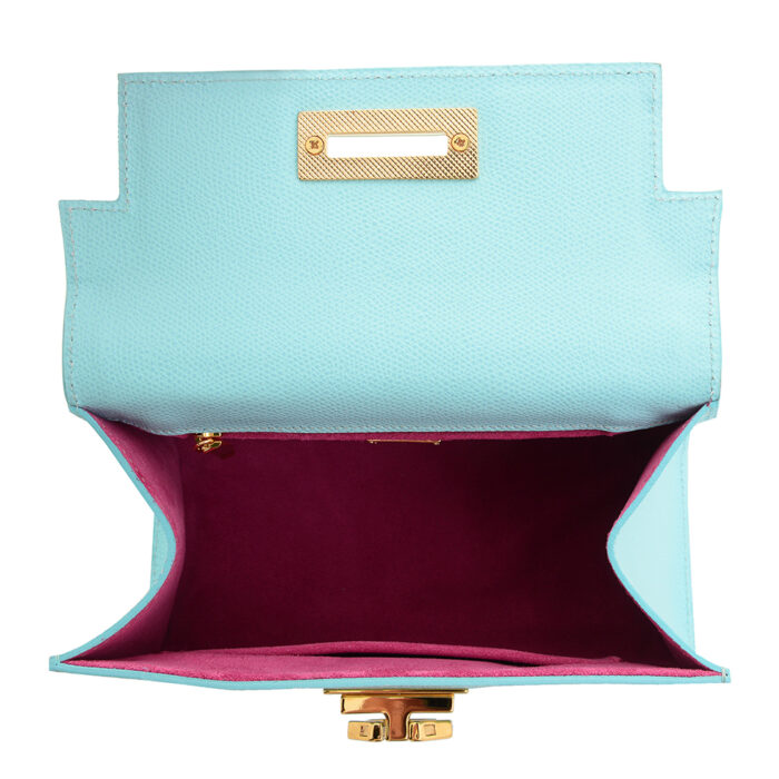 Greta leather handbag - Azure - Image 5