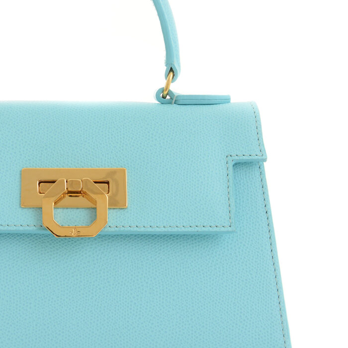 Greta leather handbag - Azure - Image 3