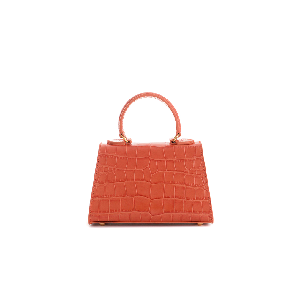 Licia leather handbag - Croco Orange - Carbotti Licia leather handbag - Croco Orange - Carbotti
