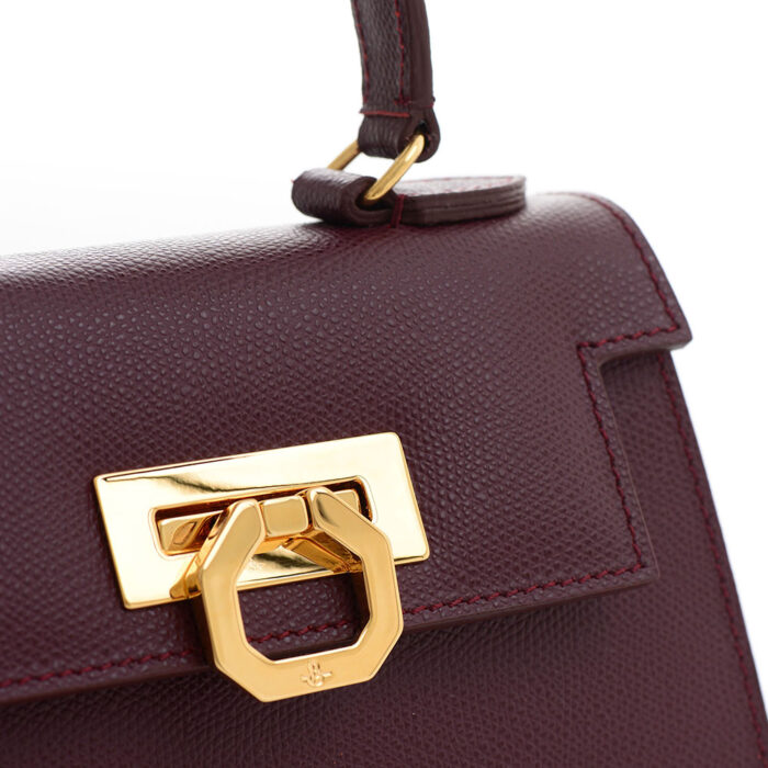 Licia leather handbag - Bordeaux - Image 3