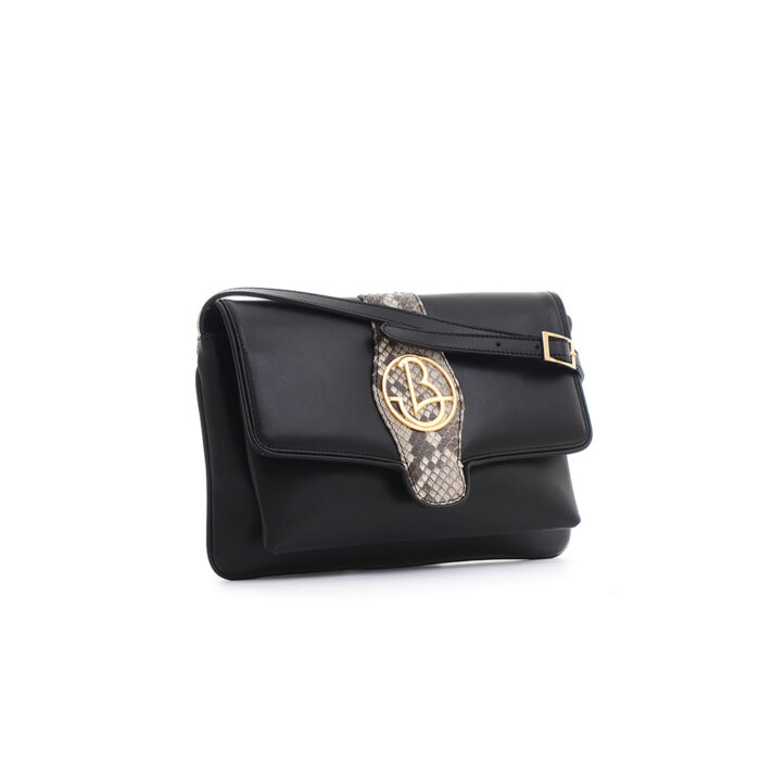 Borsa in pelle Michela - Tresor nero / serpente roccia