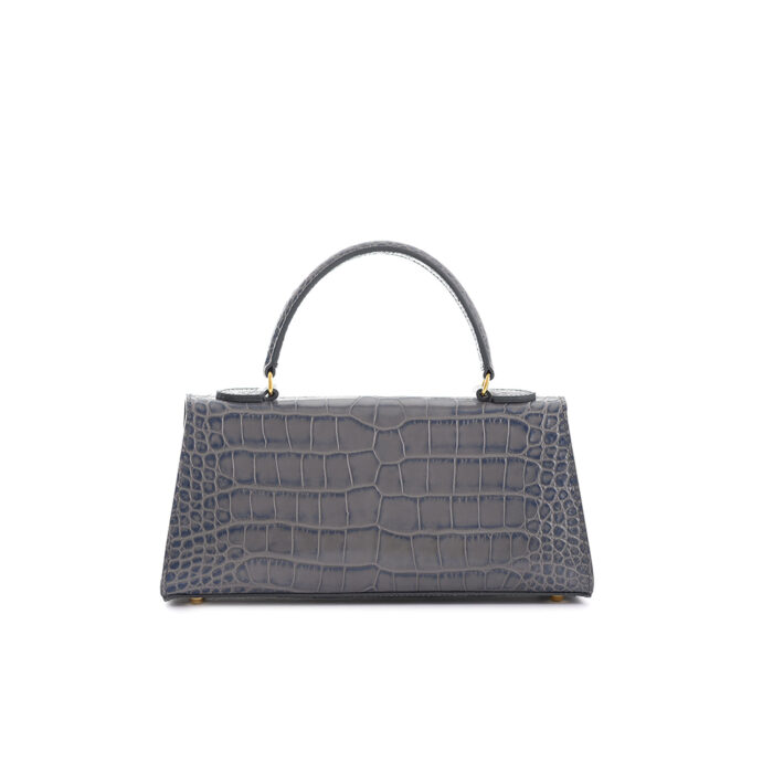 Masami leather handbag - Croco Grey - Image 5