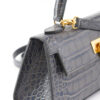 Masami leather handbag - Croco Grey - Image 3