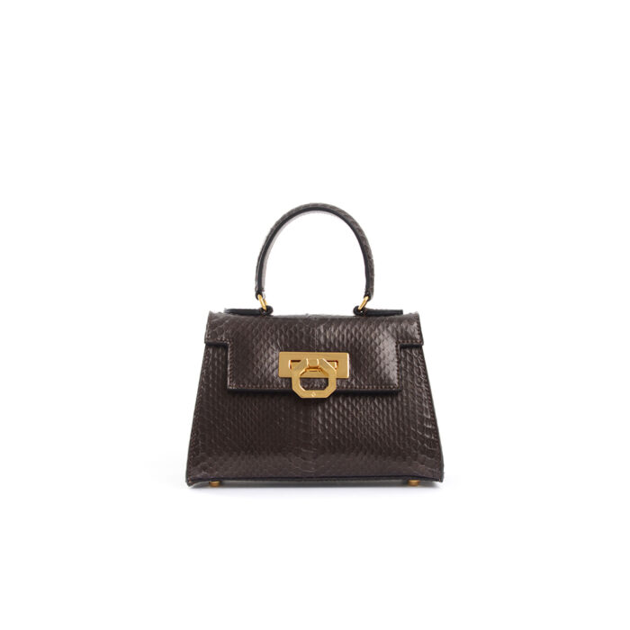 Licia leather handbag - Snake met brown - Image 2