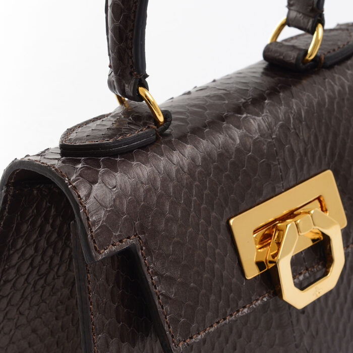 Licia leather handbag - Snake met brown - Image 3