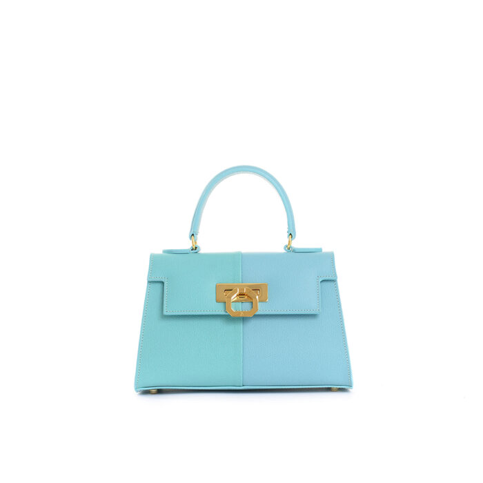Greta leather handbag - Bicolor - Twin sky blue - Image 2