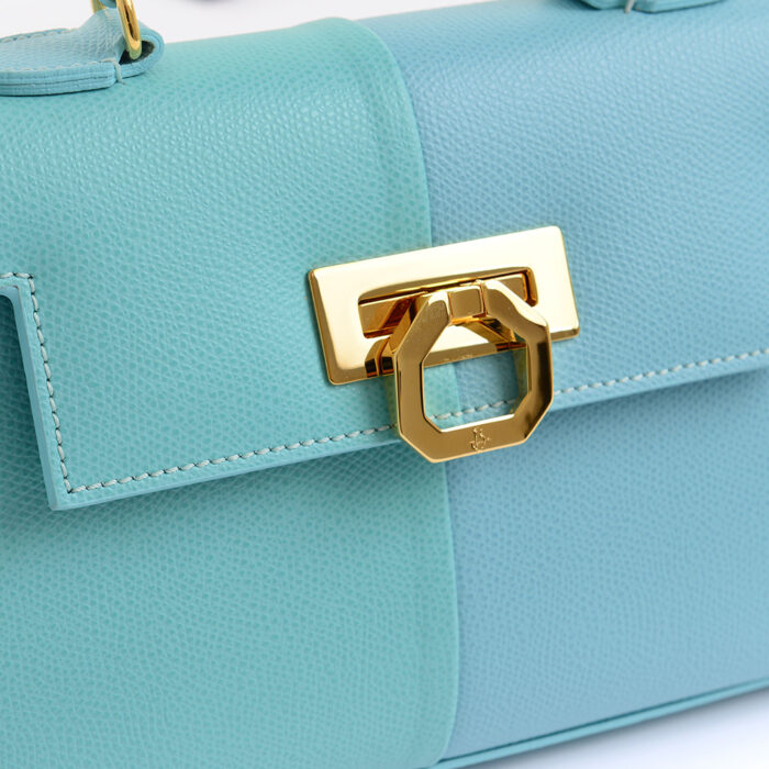 Greta leather handbag - Bicolor - Twin sky blue - Image 3
