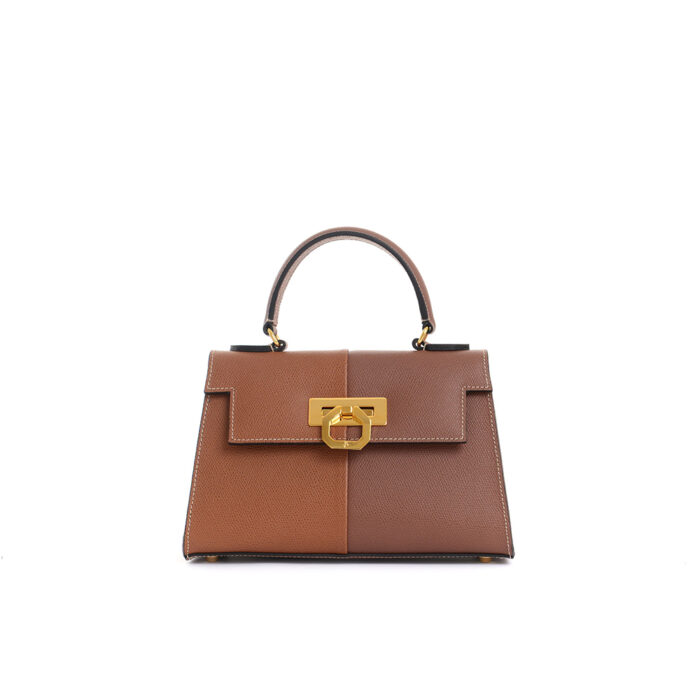 Greta leather handbag - Bicolor - Twin tan - Image 2