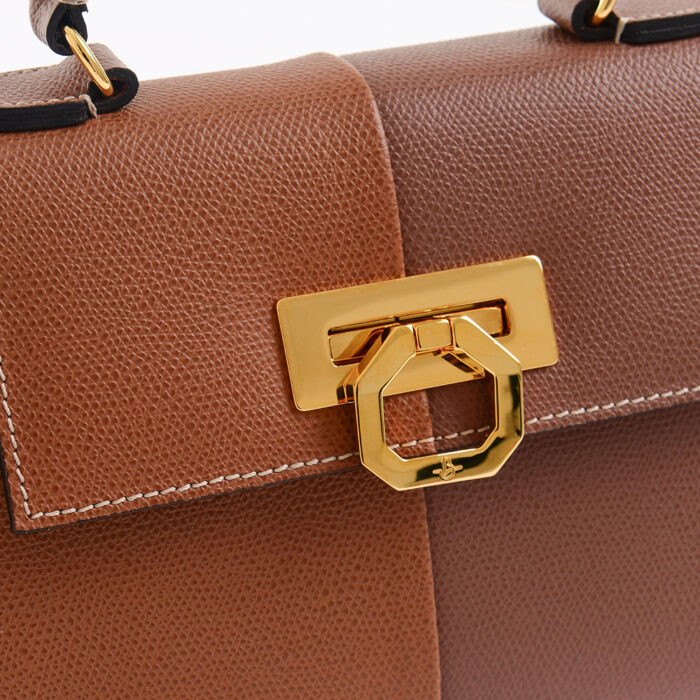 Greta leather handbag - Bicolor - Twin tan - Image 3