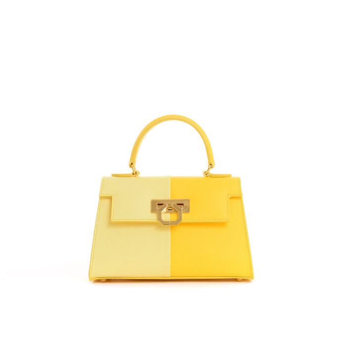 Greta leather handbag - Bicolor - Twin yellow - Image 2