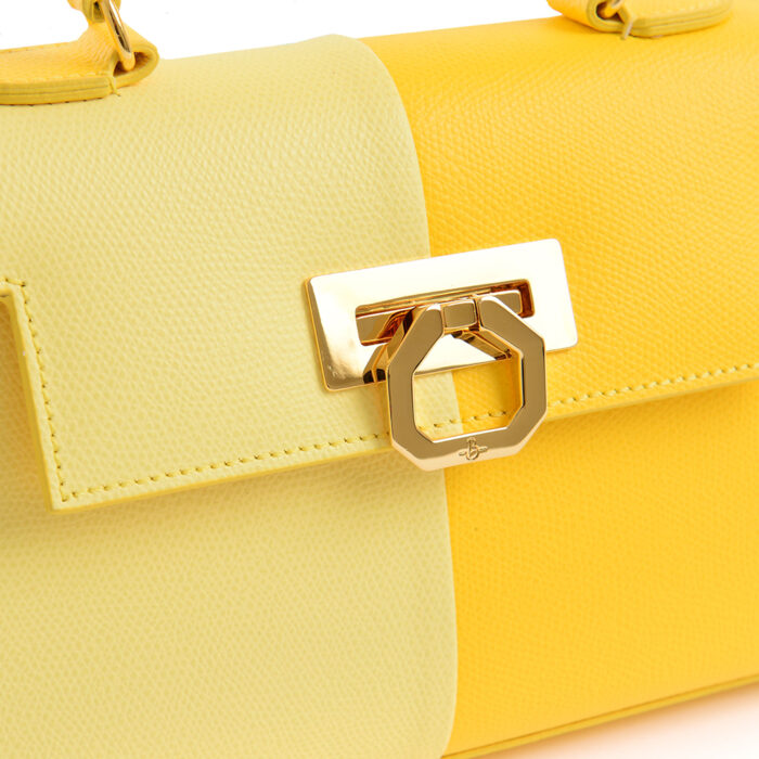 Greta leather handbag - Bicolor - Twin yellow - Image 3