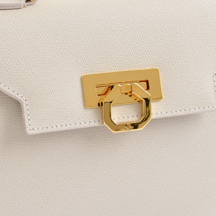 Loren leather handbag - Beige - Image 3