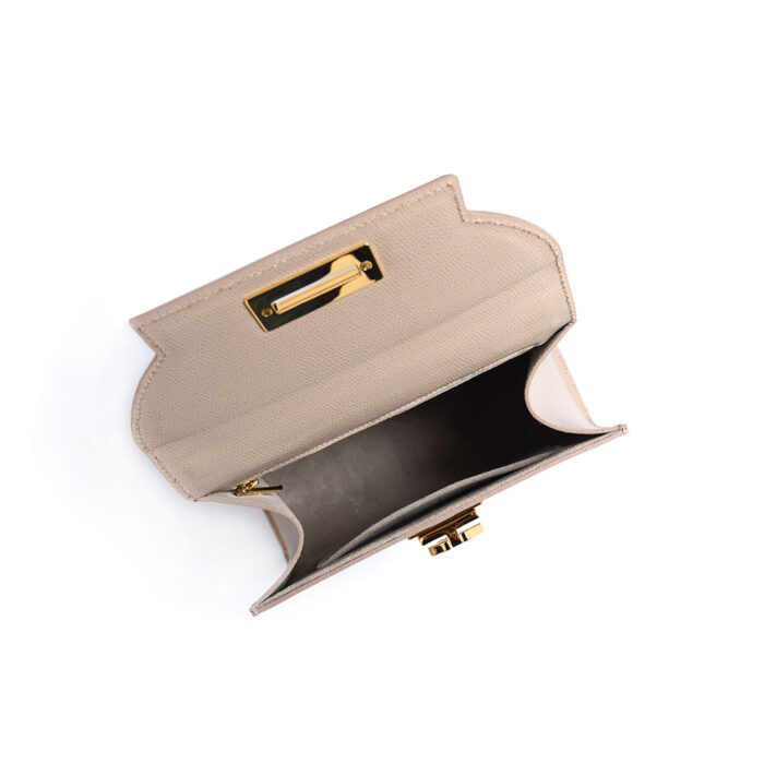 Loren leather handbag - Taupe - Image 4