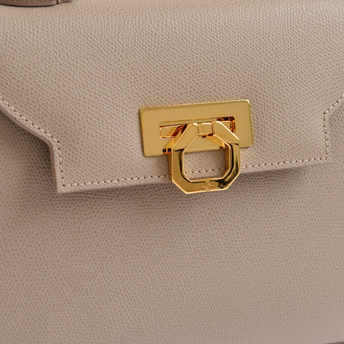 Loren leather handbag - Taupe - Image 3