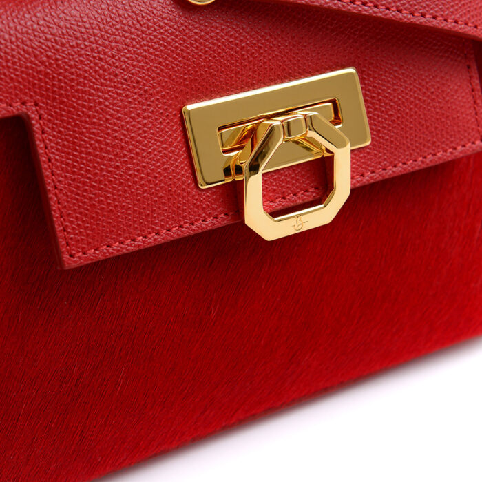 Licia leather handbag - Red/Pony red - Image 3