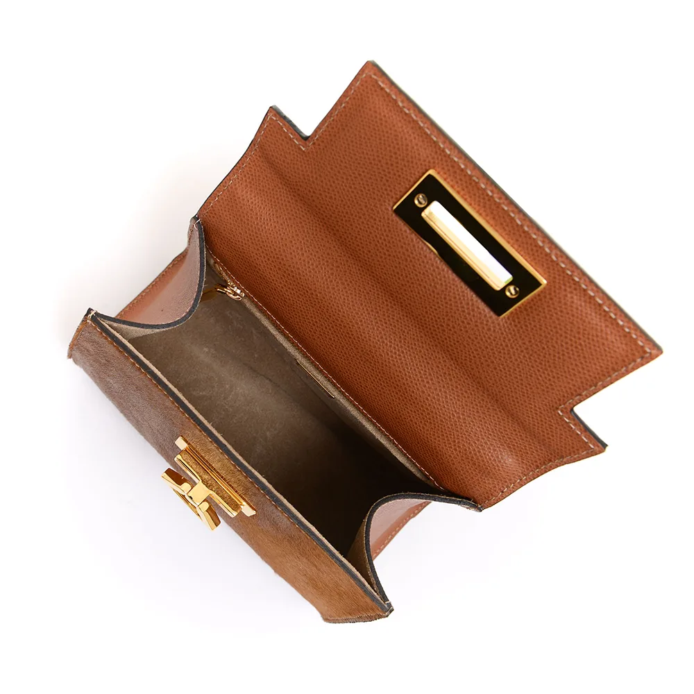 Licia leather handbag - Tan/Pony tan - Carbotti