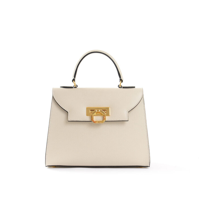 Loren leather handbag - Beige/Dark brown - Image 3