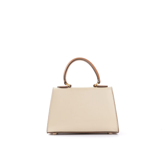 Borsa in pelle Licia - Beige/Cuoio con inserto cavallino leopard - immagine 4