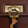 Licia leather handbag - Organic Brown calfskin with leopard inlay - Image 4
