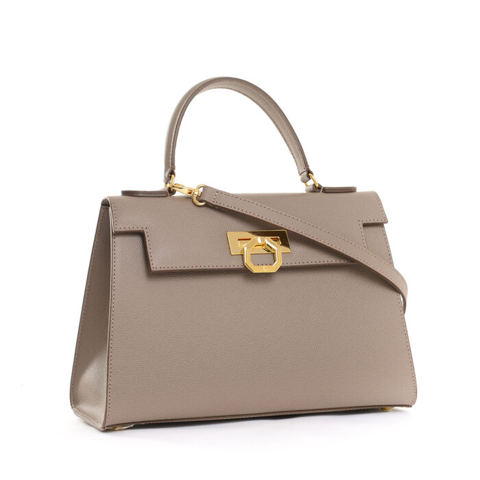 Elena leather handbag - Taupe 07 - Carbotti