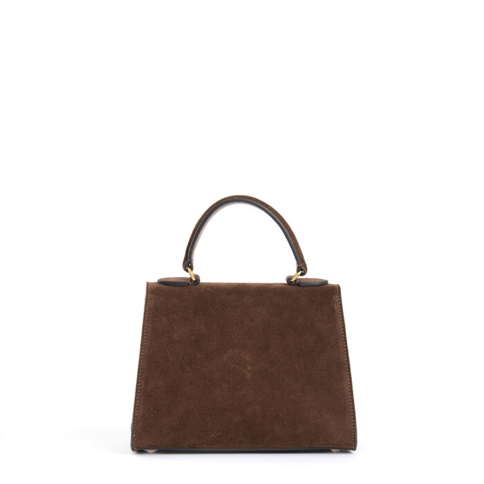 Erika leather handbag - Suede chocolate - Image 4