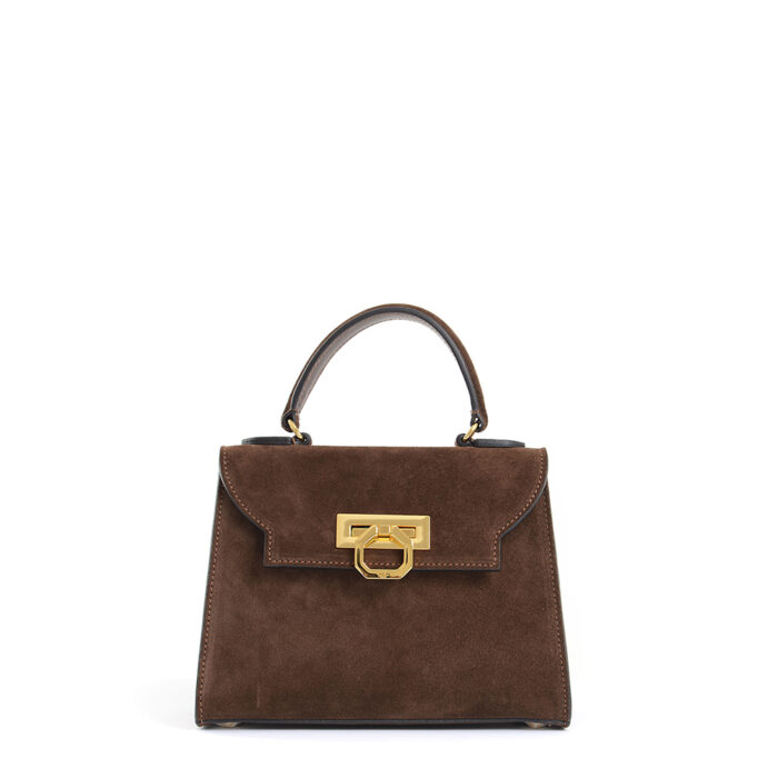 Erika leather handbag - Suede chocolate - Image 2