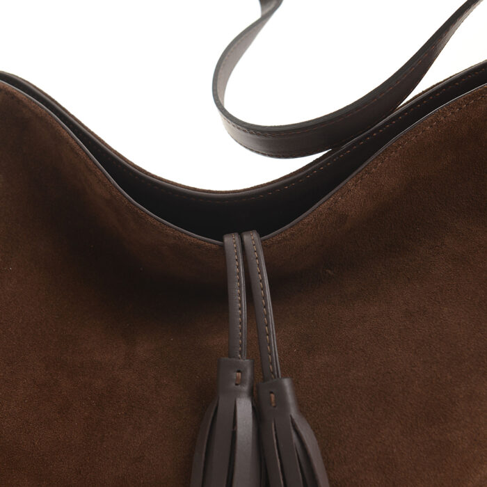 Brenda leather handbag - Skyline Suede Chocolate - Image 3