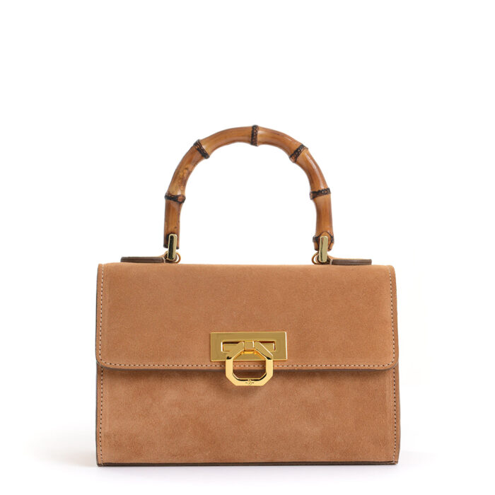 Sofia leather handbag - Suede caramel - Image 2