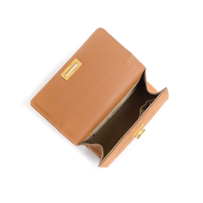 Sofia leather handbag - Suede caramel - Image 4
