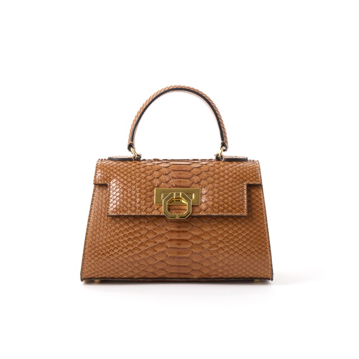 Greta leather handbag - Python tan - Image 2