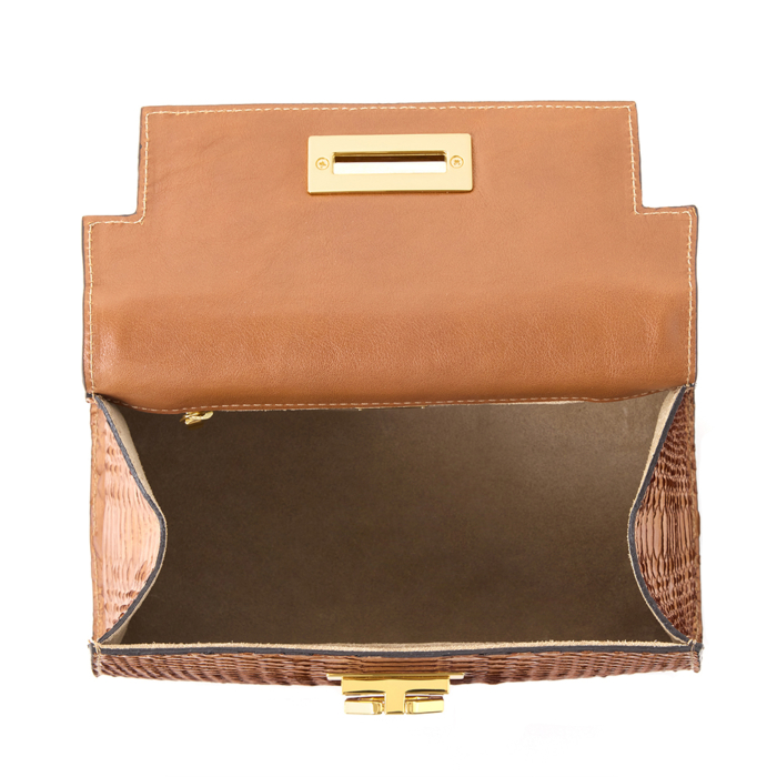 Greta leather handbag - Python tan - Image 3