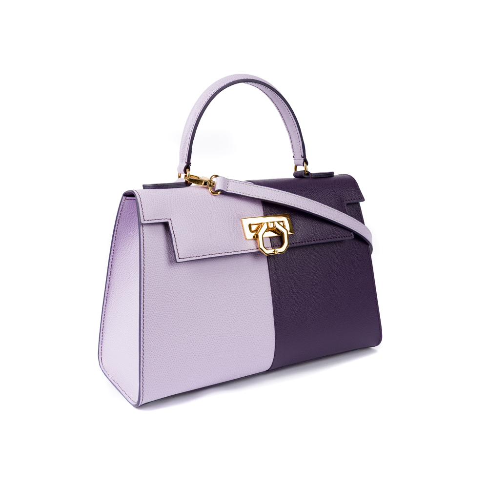 Elena leather handbag twin lavanda/plum