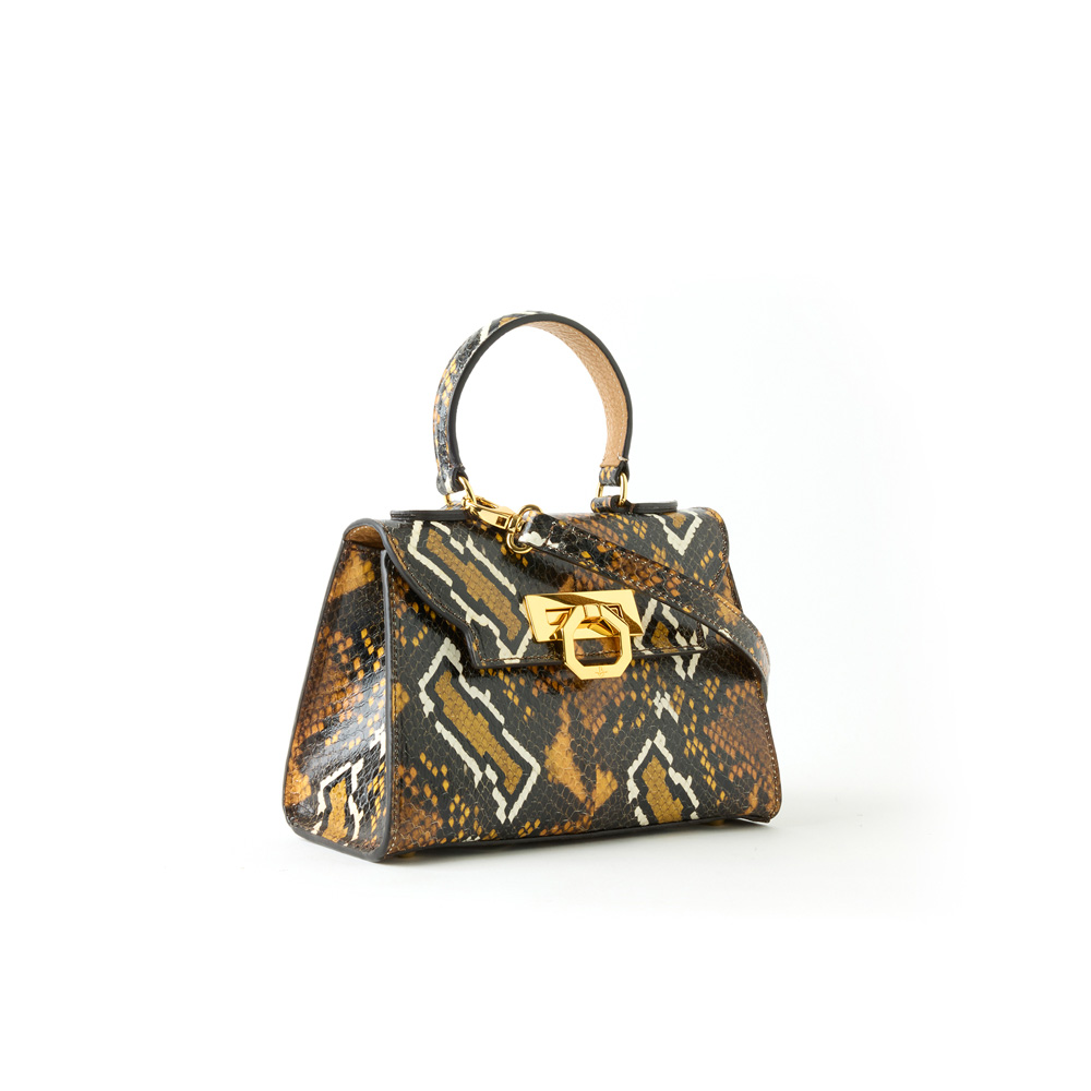 Licia snake leather handbag rock brown