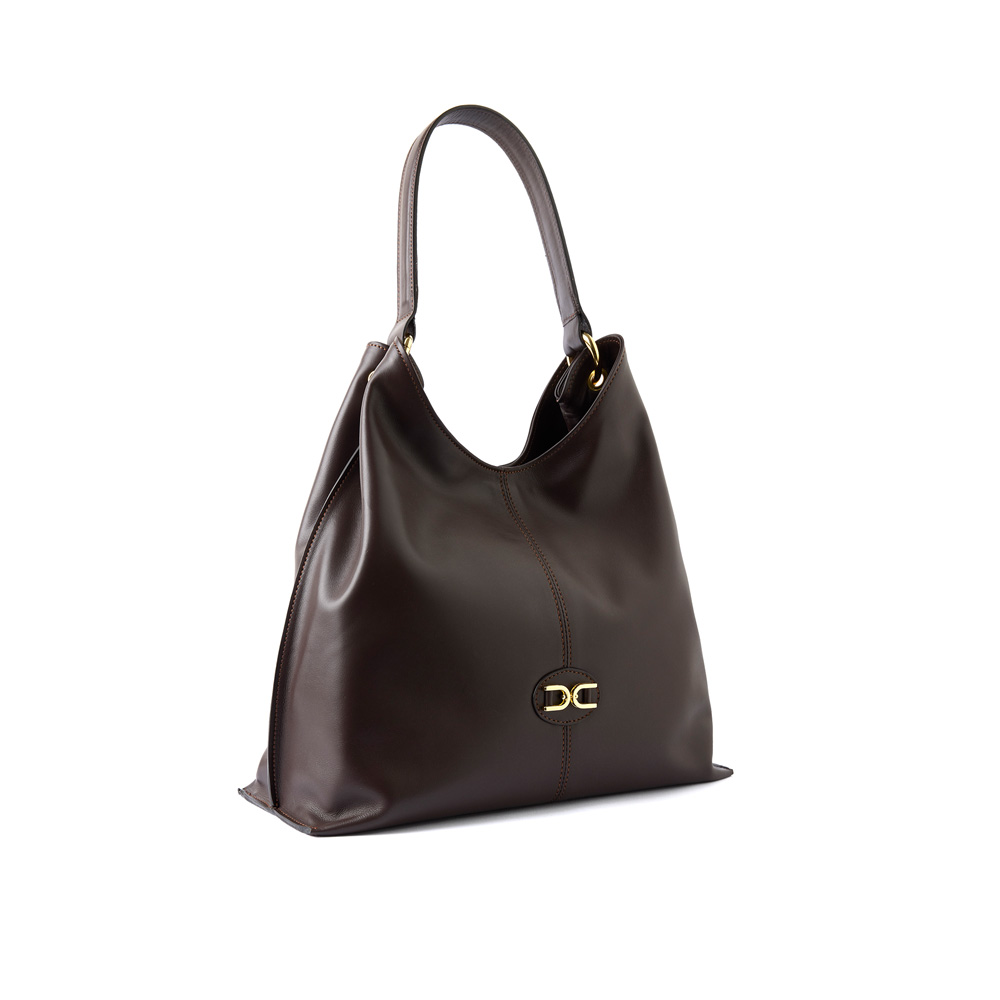 Megan midi leather handbag brown