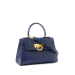 Greta leather handbag python blue