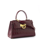Greta leather handbag croco bordeaux