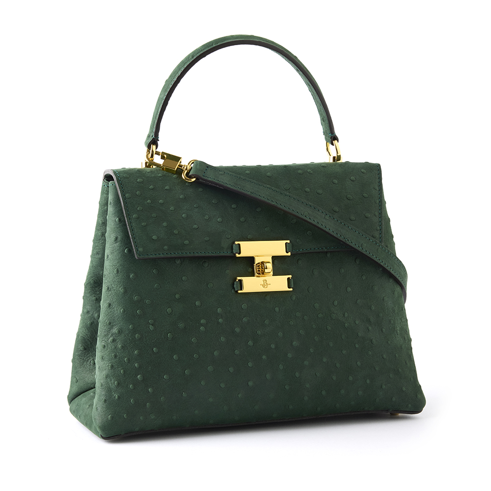 New Lady leather handbag ostrich green
