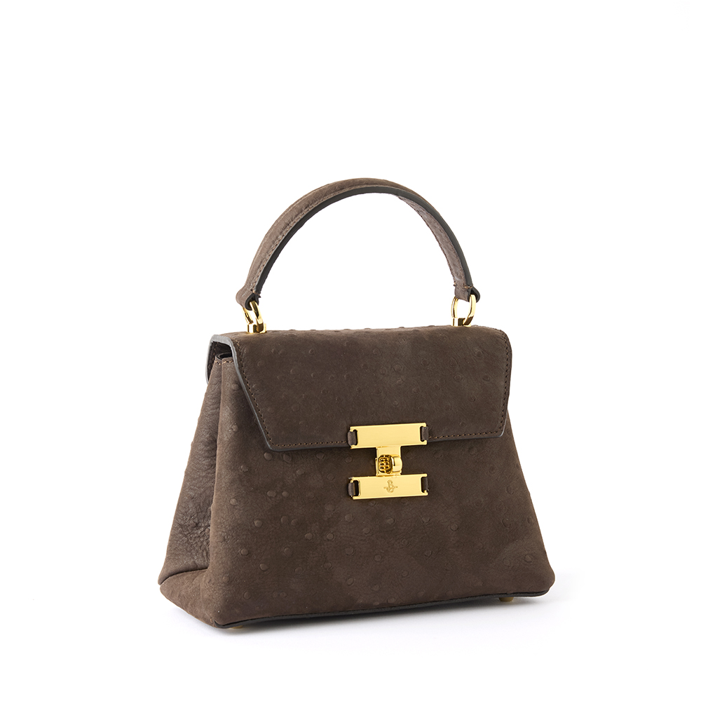 Diana leather handbag ostrich brown