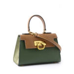 Licia leather hanbag bicolor tan/green