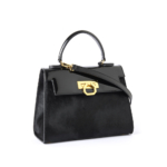 Loren Art leather handbag pony black patent black