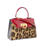 Erika leather handbag pony leopard/patent red