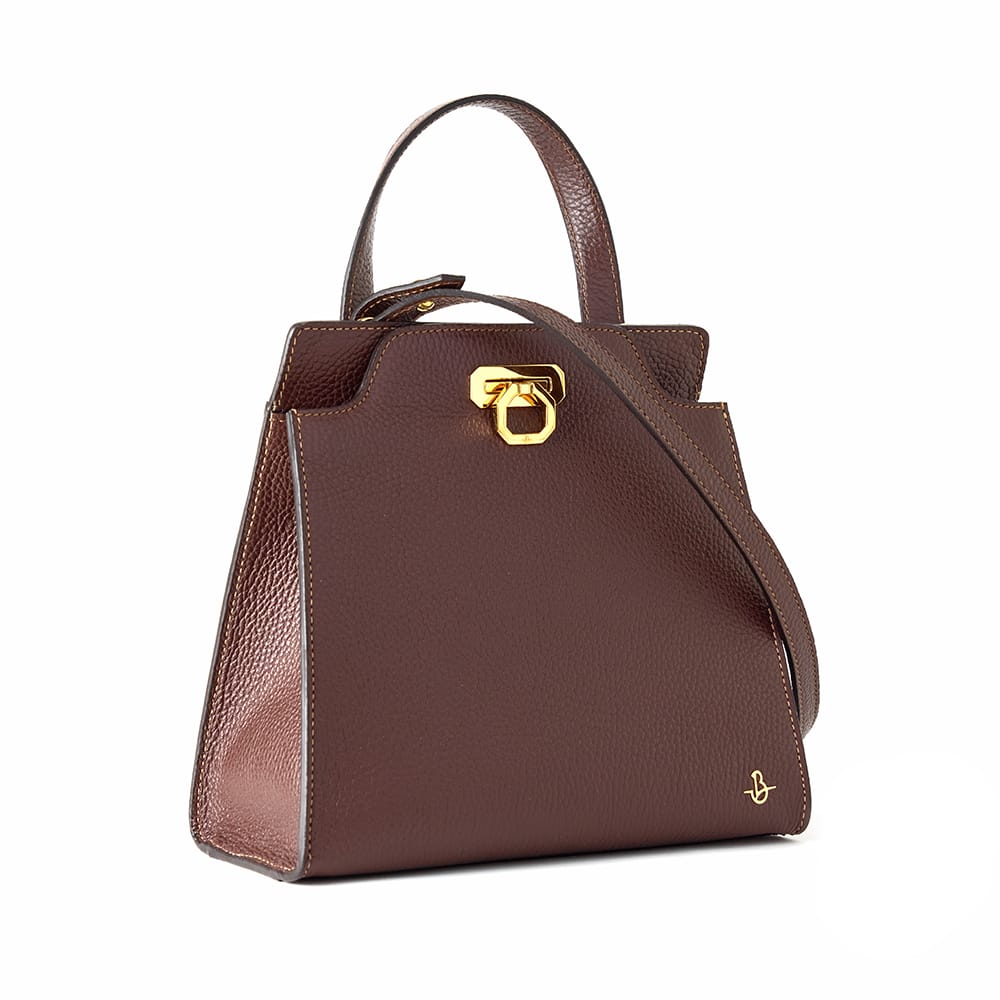 Mila leather handbag adria brown
