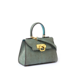 Hera leather handbag python green